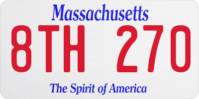 MA license plate 8TH270