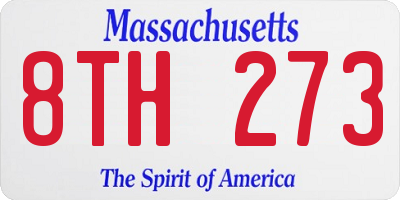 MA license plate 8TH273