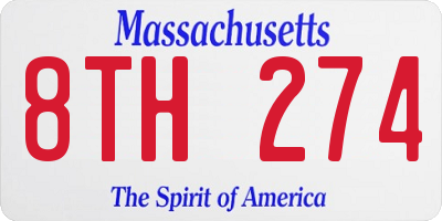 MA license plate 8TH274