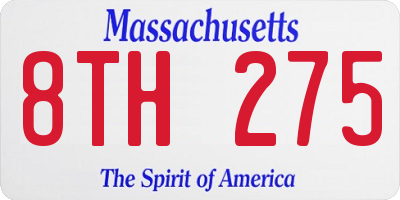MA license plate 8TH275