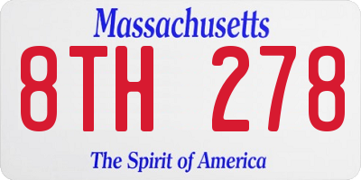 MA license plate 8TH278
