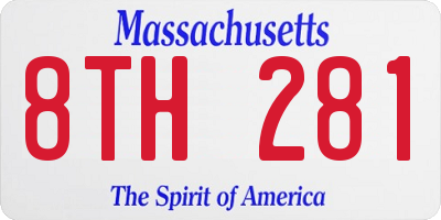 MA license plate 8TH281