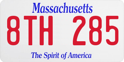 MA license plate 8TH285