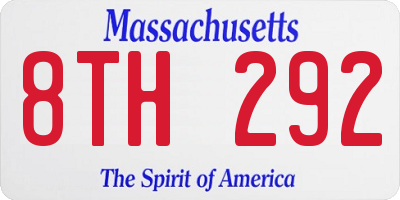MA license plate 8TH292