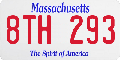 MA license plate 8TH293