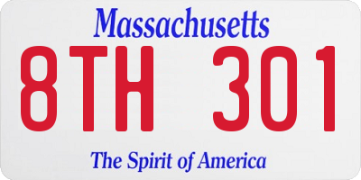 MA license plate 8TH301