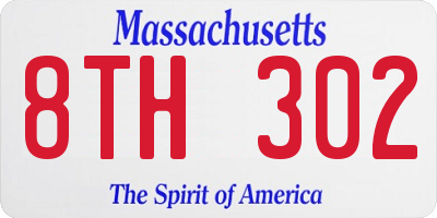 MA license plate 8TH302