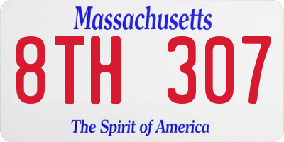 MA license plate 8TH307