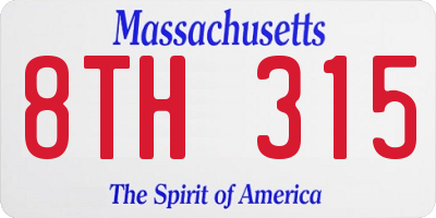 MA license plate 8TH315