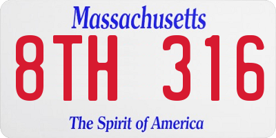 MA license plate 8TH316