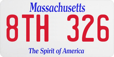 MA license plate 8TH326