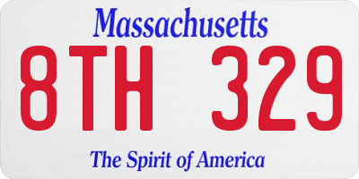 MA license plate 8TH329