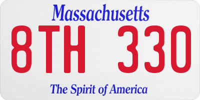 MA license plate 8TH330