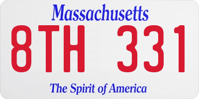 MA license plate 8TH331