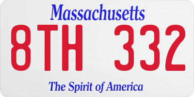 MA license plate 8TH332