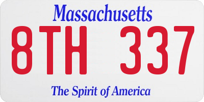 MA license plate 8TH337