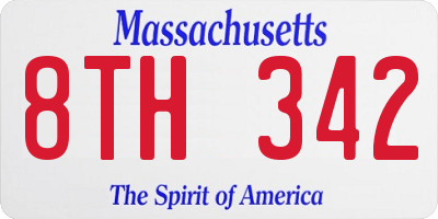 MA license plate 8TH342
