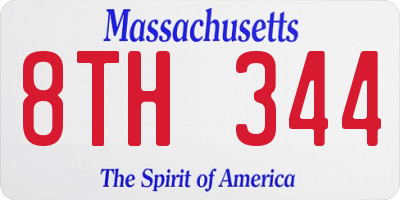 MA license plate 8TH344
