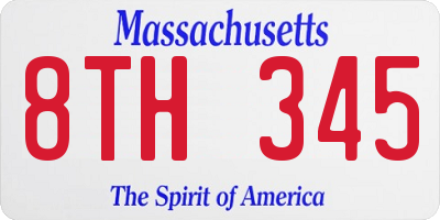 MA license plate 8TH345