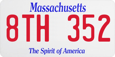 MA license plate 8TH352