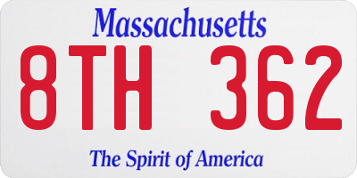 MA license plate 8TH362