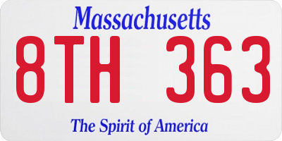MA license plate 8TH363