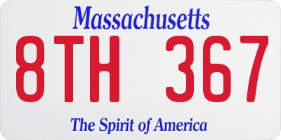 MA license plate 8TH367