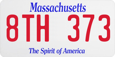 MA license plate 8TH373