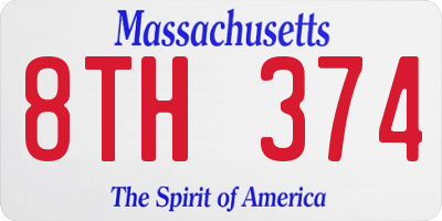 MA license plate 8TH374