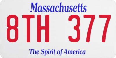 MA license plate 8TH377
