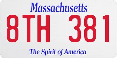 MA license plate 8TH381