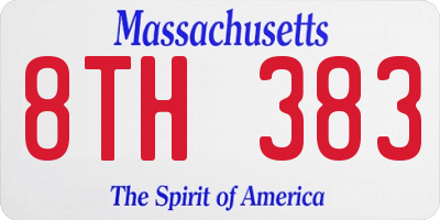 MA license plate 8TH383