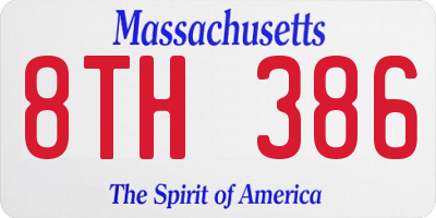 MA license plate 8TH386