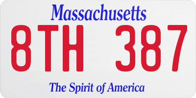 MA license plate 8TH387