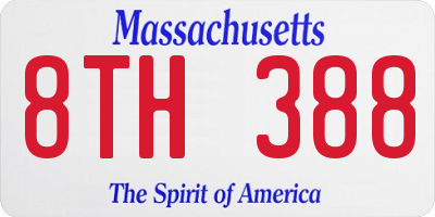 MA license plate 8TH388
