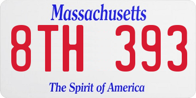 MA license plate 8TH393