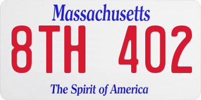 MA license plate 8TH402