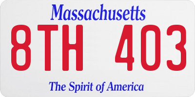 MA license plate 8TH403
