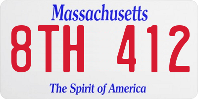 MA license plate 8TH412