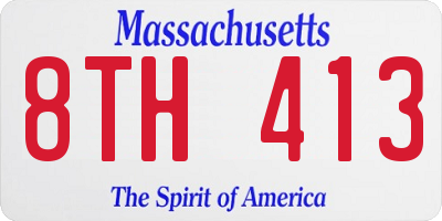 MA license plate 8TH413