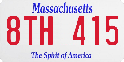 MA license plate 8TH415