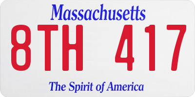 MA license plate 8TH417