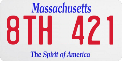 MA license plate 8TH421
