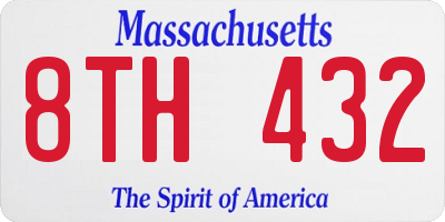 MA license plate 8TH432