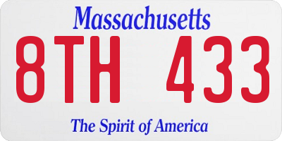 MA license plate 8TH433