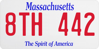 MA license plate 8TH442