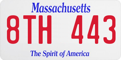 MA license plate 8TH443