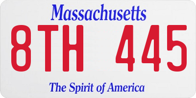 MA license plate 8TH445