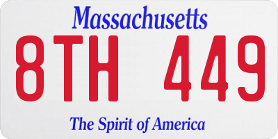 MA license plate 8TH449