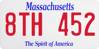 MA license plate 8TH452